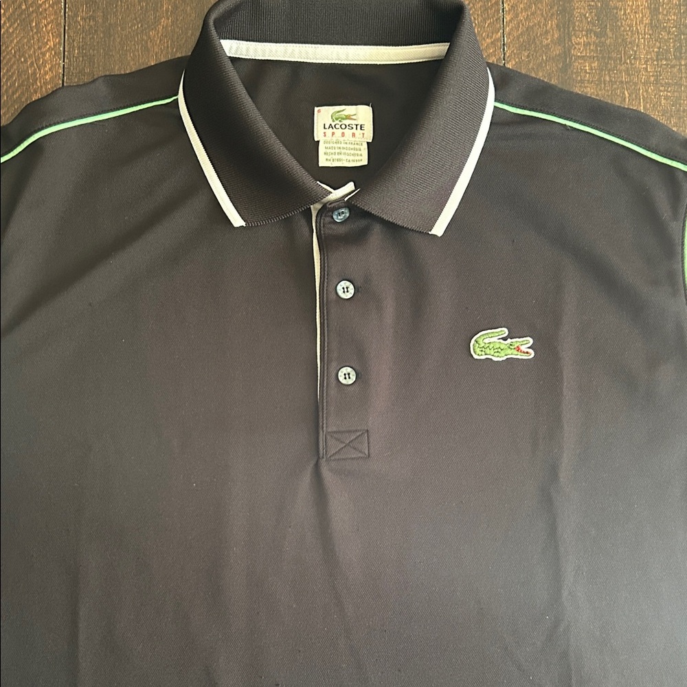 Lacoste Men's Polo Shirt in Black with White Trim